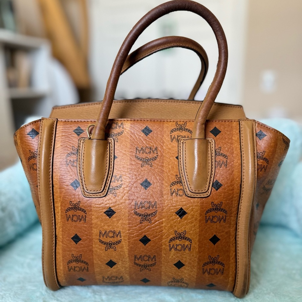 MCM Cognac Visetos Satchel